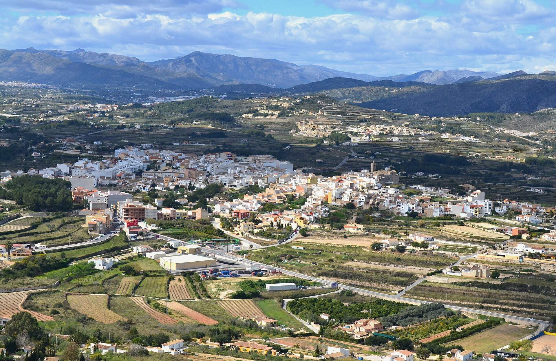 Benitatxell village among terraced hills of the Marina Alta